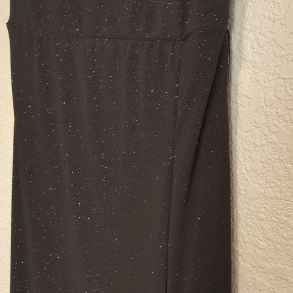 Windsor black glitter formal sleeveless maxi dress thigh high slit - Picture 5 of 10